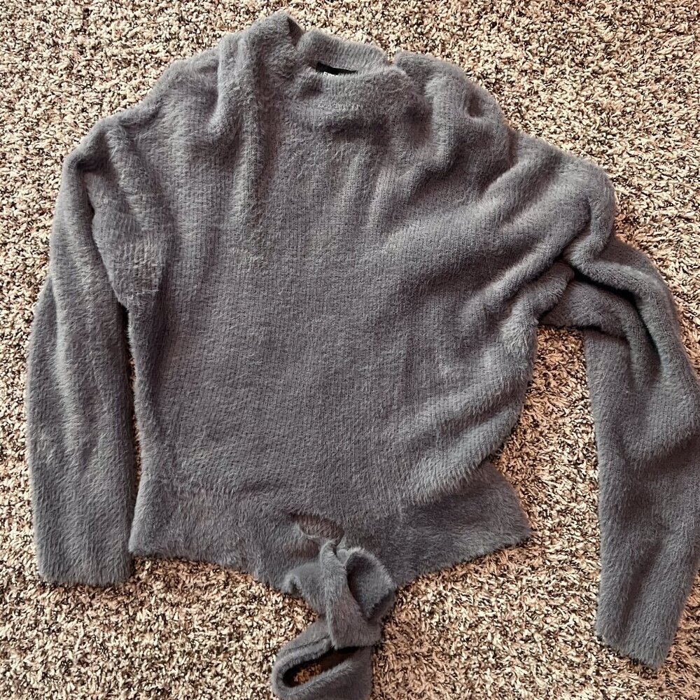 EXPRESS FUZZY SWEATER- OFF PURPLE GREY COLOR